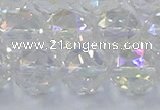 CNC649 15.5 inches 14mm faceted round plated natural white crystal beads