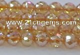 CNC651 15.5 inches 6mm faceted round plated natural white crystal beads