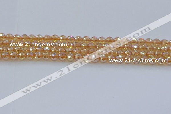 CNC651 15.5 inches 6mm faceted round plated natural white crystal beads