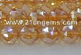 CNC653 15.5 inches 10mm faceted round plated natural white crystal beads