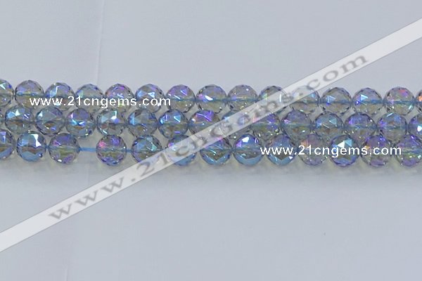 CNC660 15.5 inches 12mm faceted round plated natural white crystal beads