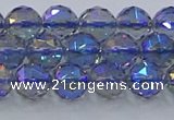 CNC664 15.5 inches 8mm faceted round plated natural white crystal beads