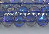 CNC665 15.5 inches 10mm faceted round plated natural white crystal beads