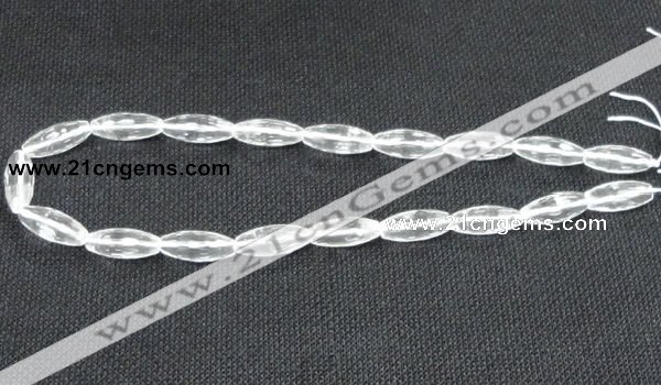 CNC67 8*20mm faceted rice grade A natural white crystal beads