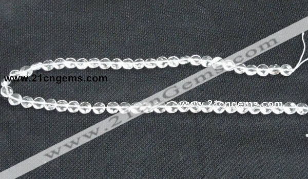 CNC71 15 inches 8mm faceted coin grade A natural white crystal beads