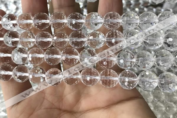 CNC715 15.5 inches 12mm faceted round white crystal beads