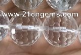 CNC716 15.5 inches 14mm faceted round white crystal beads