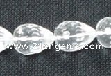 CNC74 8*12mm faceted teardrop grade A natural white crystal beads