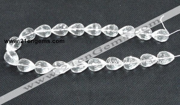 CNC74 8*12mm faceted teardrop grade A natural white crystal beads