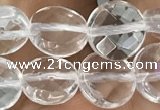 CNC744 15.5 inches 8mm faceted coin white crystal beads