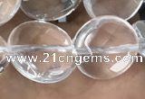 CNC747 15.5 inches 14mm faceted coin white crystal beads