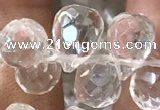 CNC822 Top drilled 6*9mm faceted teardrop white crystal beads