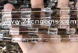 CNC829 8*12mm faceted rectangle white crystal & smoky quartz beads