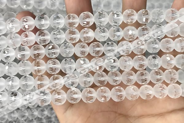 CNC851 15.5 inches 8mm faceted round white crystal beads