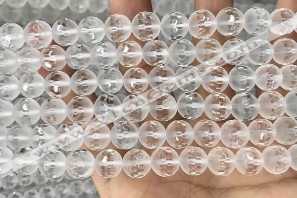 CNC852 15.5 inches 10mm faceted round white crystal beads