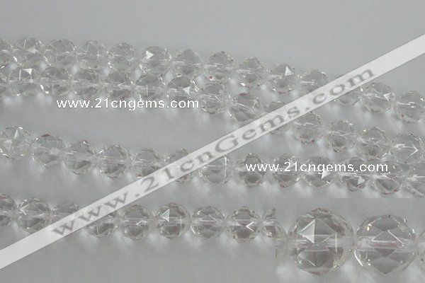 CNC90 15.5 inches 10mm faceted round natural white crystal beads