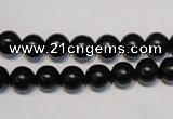 CNE03 15.5 inches 8mm round black stone needle beads wholesale