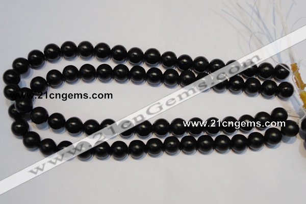 CNE05 15.5 inches 12mm round black stone needle beads wholesale