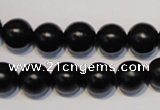 CNE06 15.5 inches 14mm round black stone needle beads wholesale