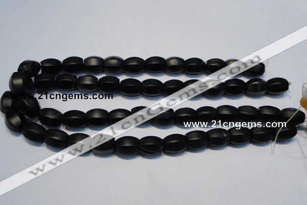 CNE16 15.5 inches 12*16mm drum black stone needle beads wholesale