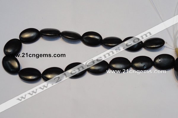 CNE18 15.5 inches 18*25mm oval black stone needle beads wholesale