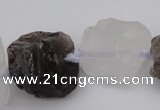 CNG1007 15.5 inches 15*25mm - 25*30mm nuggets white & smoky quartz beads