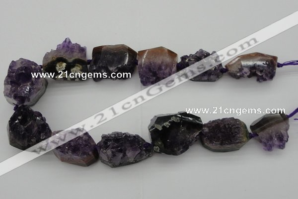 CNG1019 15.5 inches 20*25mm - 25*35mm nuggets amethyst gemstone beads