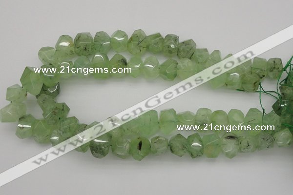 CNG1022 10*14mm - 15*20mm faceted nuggets green rutilated quartz beads