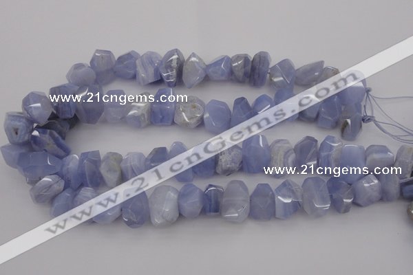 CNG1037 12*16mm - 15*20mm faceted nuggets blue lace agate beads