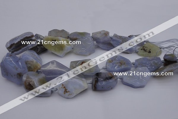 CNG1042 15.5 inches 15*20mm - 30*40mm nuggets blue lace agate beads