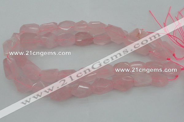 CNG1056 15.5 inches 12*16mm - 15*20mm faceted nuggets rose quartz beads