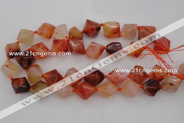 CNG1066 15.5 inches 13*18mm - 16*22mm faceted bicone red agate beads