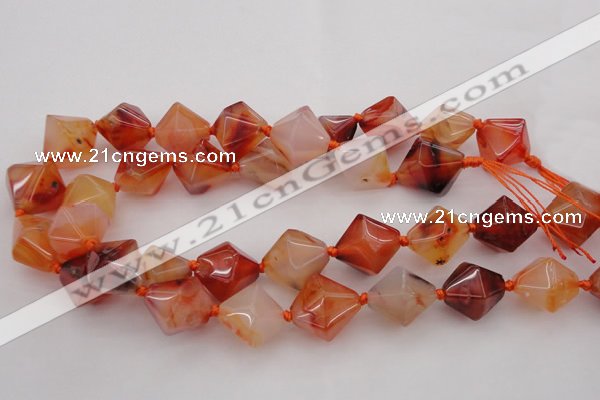 CNG1067 15.5 inches 15*20mm - 18*25mm faceted bicone red agate beads