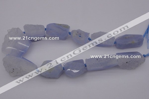 CNG1075 15.5 inches 20*30mm - 30*40mm nuggets blue chalcedony  beads