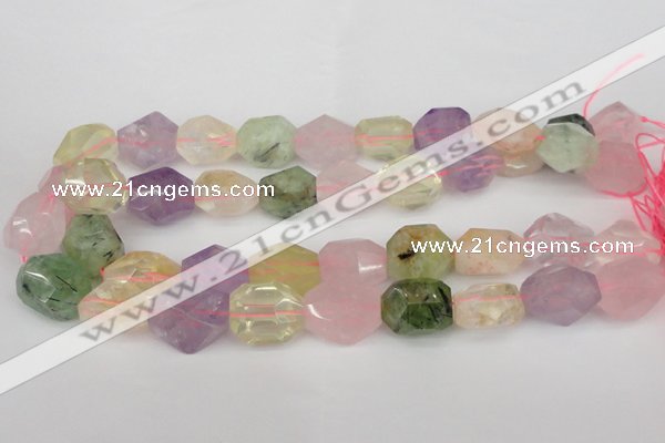 CNG1079 12*16mm - 15*20mm faceted nuggets multicolor quartz beads