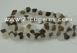 CNG1158 8*12mm - 13*18mm nuggets white crystal & smoky quartz beads