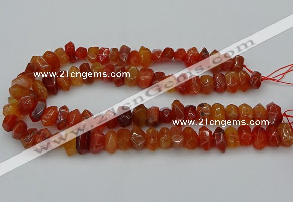 CNG1170 15.5 inches 8*14mm - 10*18mm faceted nuggets carnelian beads