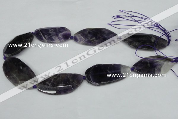 CNG1227 15.5 inches 20*40mm - 25*50mm freeform amethyst beads