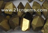 CNG1301 15.5 inches 10*20mm - 15*30mm faceted nuggets plated quartz beads