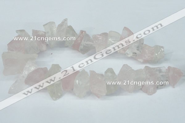 CNG1310 15*22mm – 16*35mm nuggets white crystal & rose quartz beads