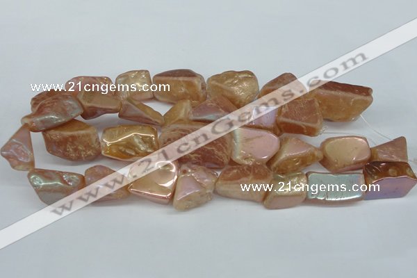 CNG1321 15.5 inches 15*30mm – 25*35mm nuggets plated quartz beads