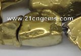 CNG1322 15.5 inches 15*30mm – 25*35mm nuggets plated quartz beads