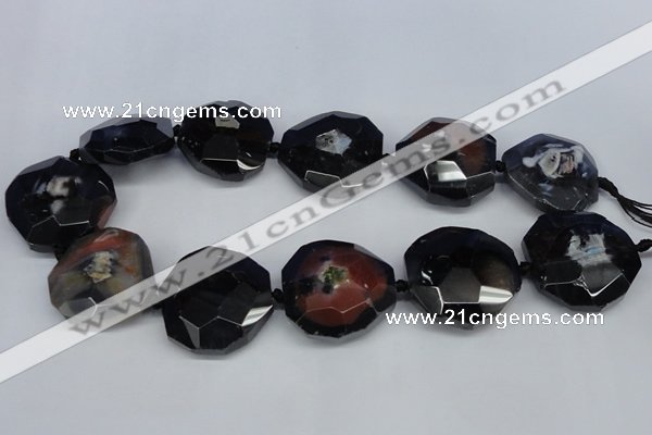 CNG1338 15.5 inches 32*35mm faceted freeform agate beads