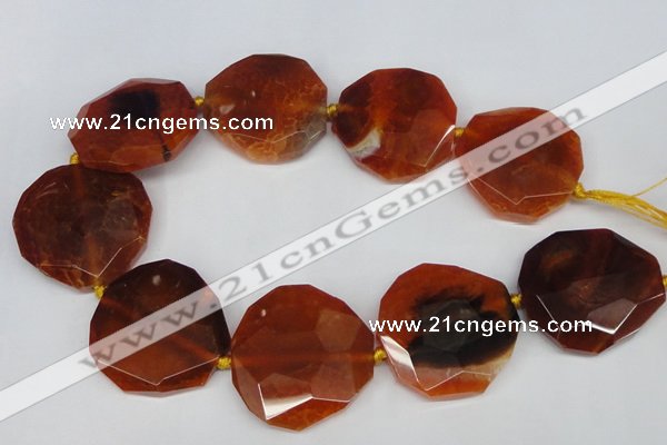 CNG1341 15.5 inches 42*45mm faceted freeform agate beads