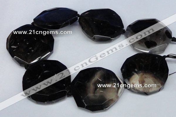 CNG1350 15.5 inches 52*55mm faceted freeform agate beads