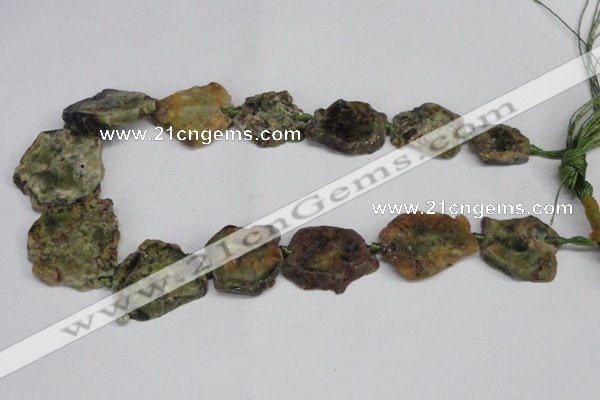 CNG1429 15.5 inches 20*30mm - 30*40mm freeform green garnet beads