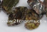 CNG1430 Top drilled 20*25mm - 30*40mm freeform green garnet beads