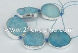 CNG1492 8 inches 30*35mm - 35*45mm freeform agate beads with brass setting