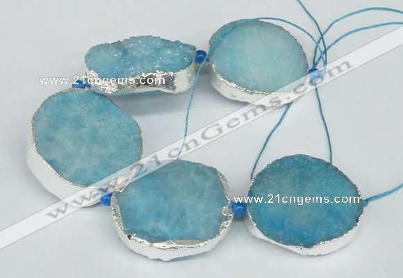 CNG1492 8 inches 30*35mm - 35*45mm freeform agate beads with brass setting