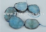 CNG1495 8 inches 30*35mm - 35*45mm freeform agate beads with brass setting